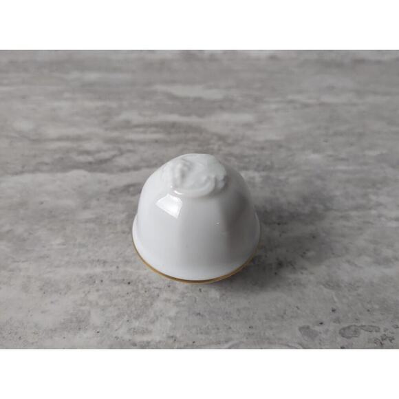 Trinket Box Dish w Lid, Okura Japan, Round, White‎ w Gold Trim - Picture 2 of 9